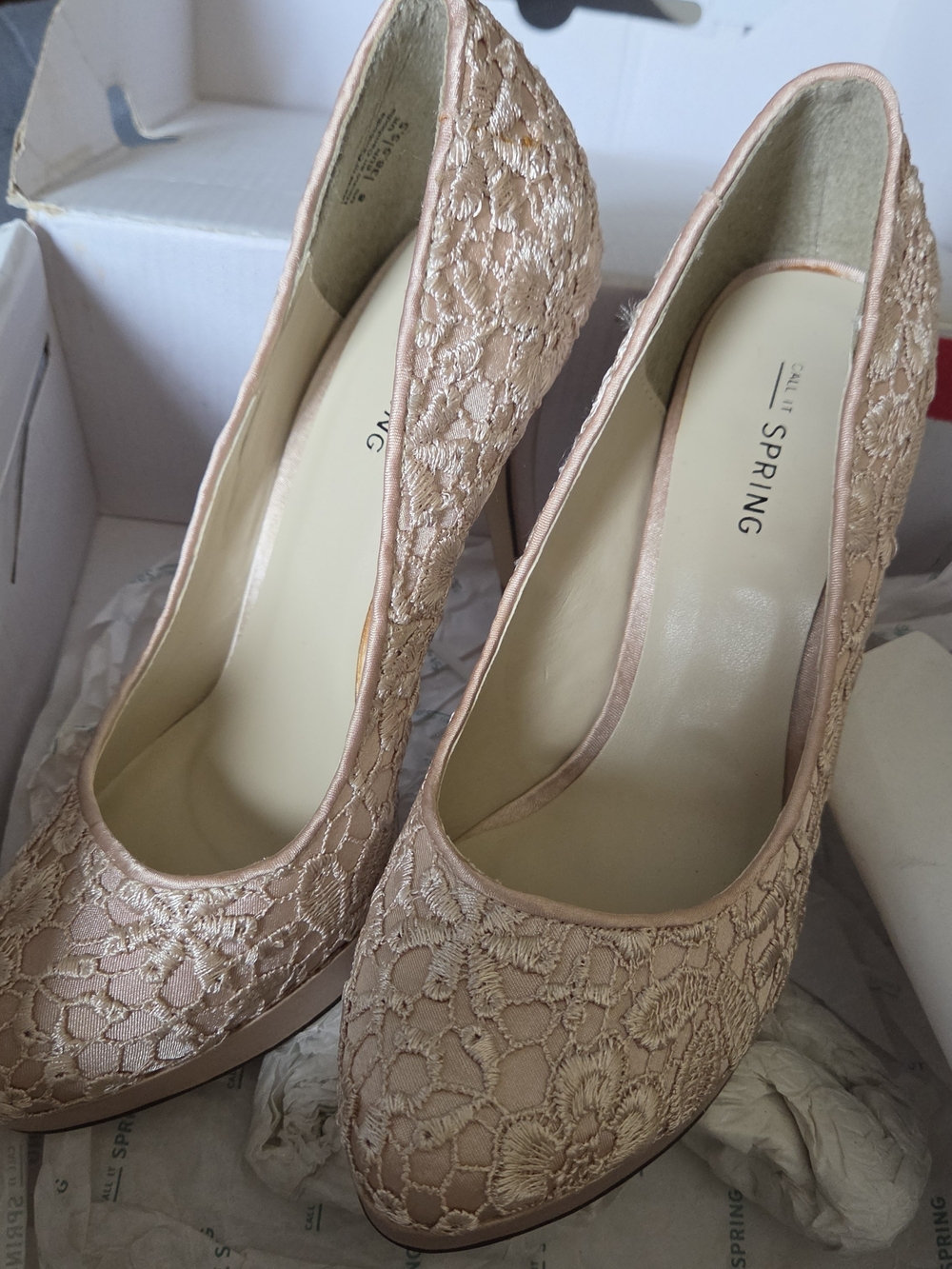 Call It Spring Blush Lace High Heel Pumps